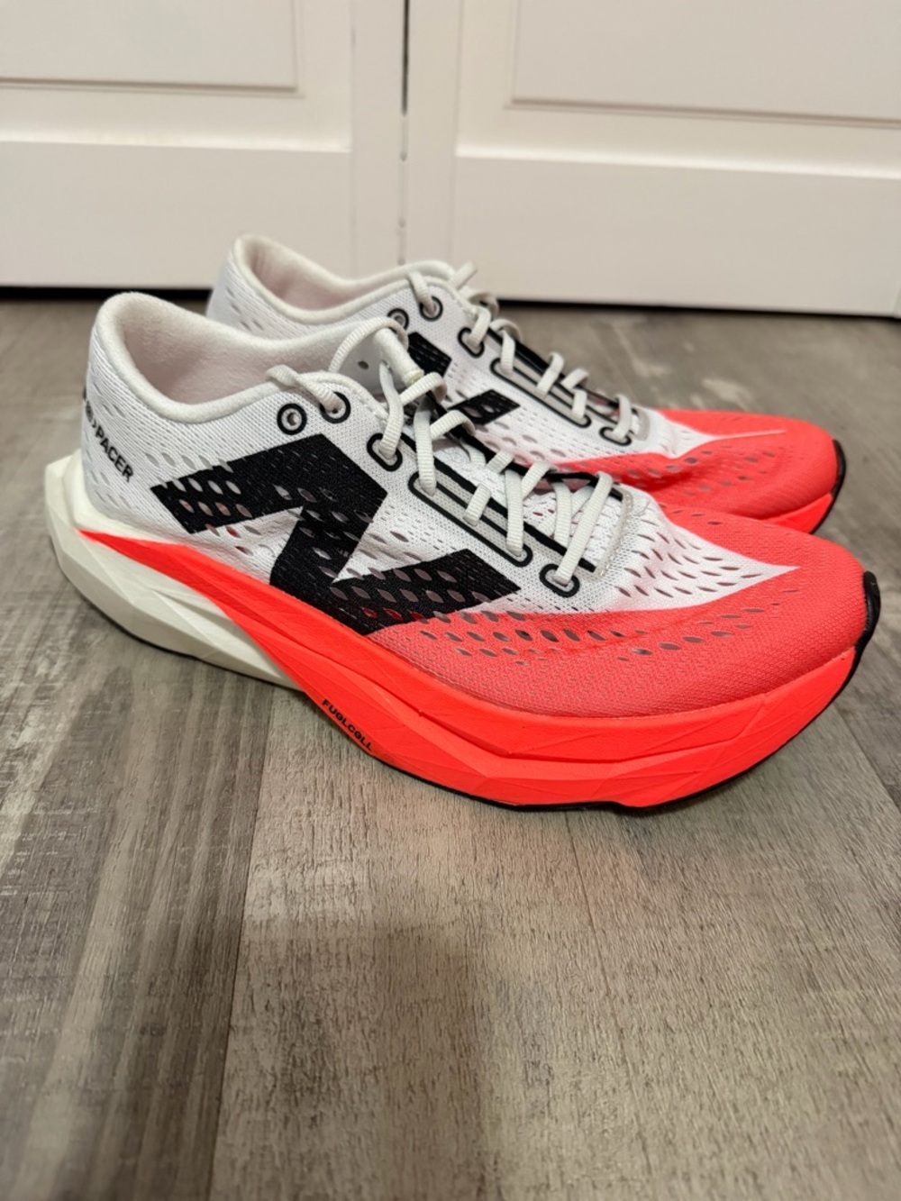 New Balance Women’s Supercomp Pacer White and Coral Athletic Running Shoes